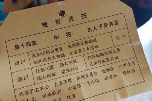 观音灵签二十四签详解